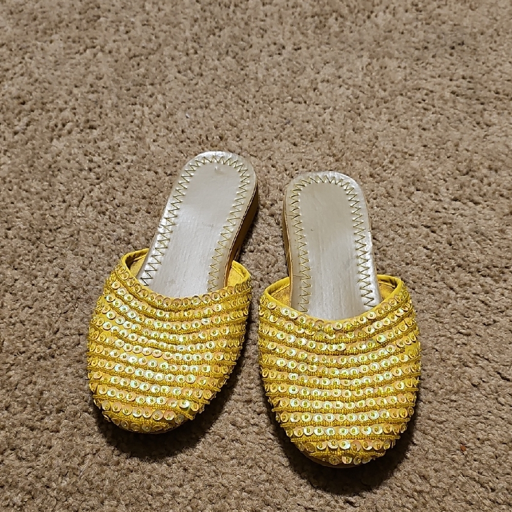 Yellow Sequin Women's Flats